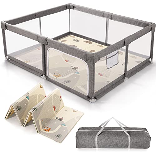 Baby playpen with mat Play pens for Babies and Toddlers Foldable Baby gate playpen Baby gate playpen playard for Baby