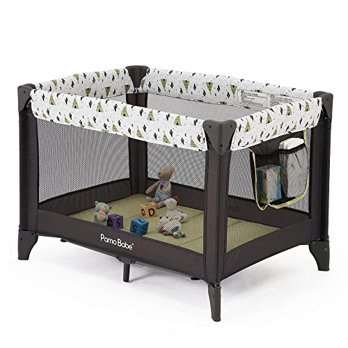 Pamo Babe Portable Playard, Baby Playpen for Toddlers with Mattress and Carry Bag(Green)