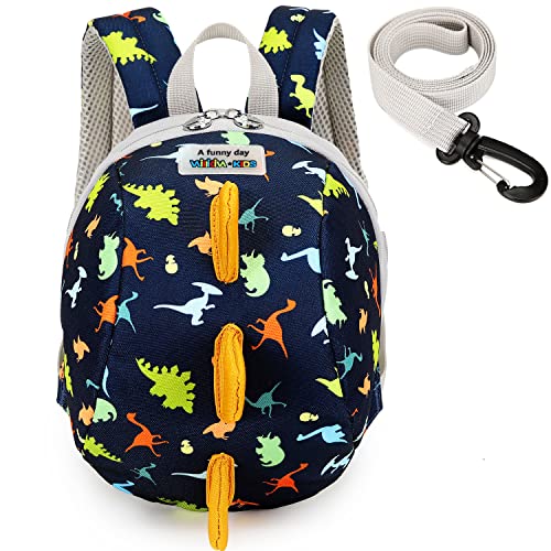 willikiva Dinosaur Toddler Mini Backpack Children Kids Baby Safety Harness Leash Waterproof Boys and Girls(Blue Dinosaur,Small Age1-2)