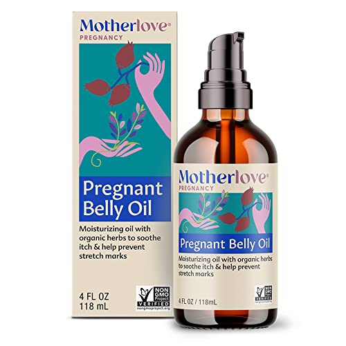 Motherlove Pregnant Belly Oil (4 oz) Natural Moisturizer to Soothe Itchy Skin & Prevent Stretch Marks—Non-GMO, Organic Herbs, Vegan