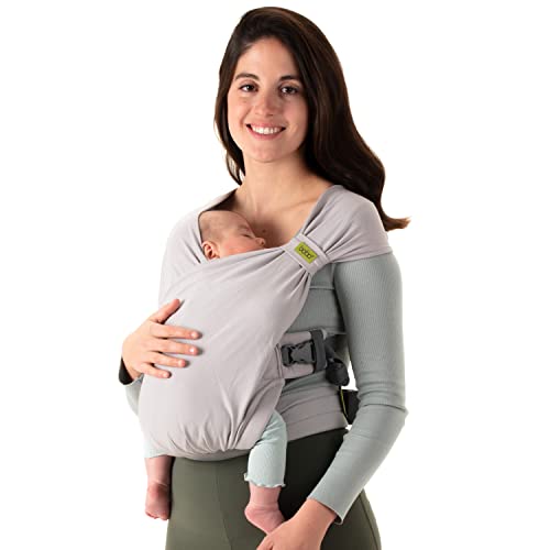 Boba Bliss Hybrid Baby Carrier Newborn to Toddler – 2-in-1 Baby Wrap & Baby Carrier – No-Tie Baby Sling – Certified Hip-Healthy Baby Wraps Carrier – Soft & Stretchy Baby Sling – 7-35 lbs (Grey)