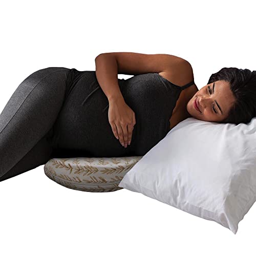 Boppy Pregnancy Wedge Pillow with Removable Jersey Pillow Cover, Taupe Grassland Design, Firm Compact Support, Portable Prenatal and Postnatal Positioning