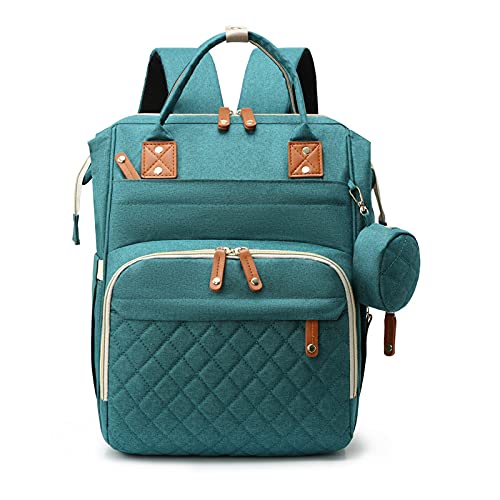 UISKOOPW Diaper Bag Backpack, Baby Nappy Waterproof Changing Bags Multifunction Travel Back Pack with Stroller Straps (Green)