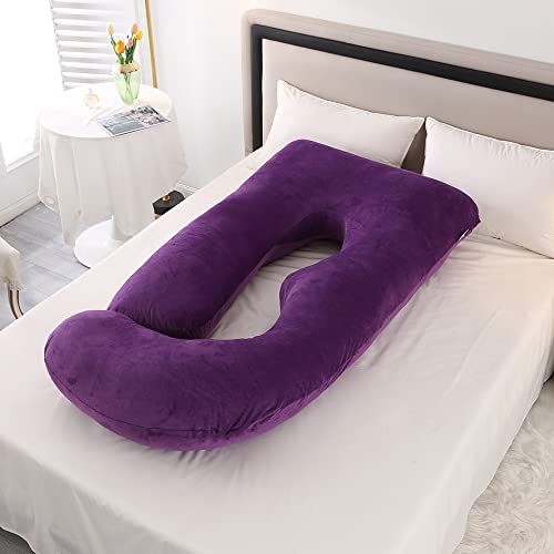 Maxport Pregnancy Pillows, U Shaped Full Body Pregnancy Pillows for Sleeping, Maternity Pillow with Removable Cover – Support for Head, Back, Belly, Hips, Legs for Pregnant Women (Purple)