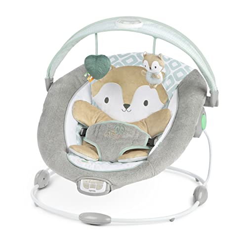 Ingenuity InLighten Baby Bouncer Seat with Light Up-Toy Bar and Bunny Tummy Time Pillow Mat – Kitt, Newborn and up