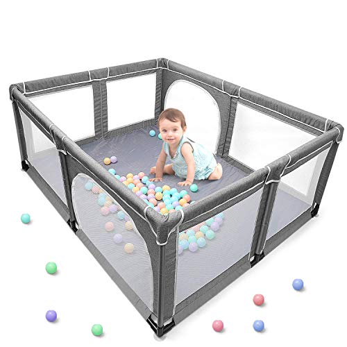 YOBEST Baby Playpen, Infant Playard with Gates, Sturdy Safety Playpen with Soft Breathable Mesh, Indoor & Outdoor Toddler Play Pen Activity Center for Babies, Kids, Toddlers