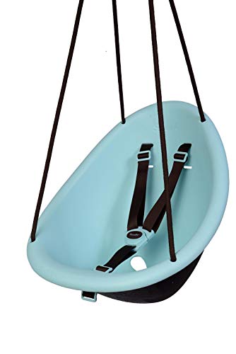 Swurfer Kiwi Toddler Swing – Comfy Baby Swing Outdoor, 3-Point Adjustable Safety Harness, Safe Quick Click Locking System, Foam-Lined Shell, Blister-Free Rope, Age 9 Months and Up, Blue