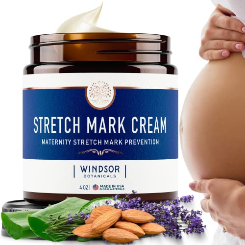 Pregnancy Stretch Mark Prevention Cream – Moisturizing Belly Stretch Mark Cream Remover Rich in High-Potency Cocoa, Aloe, Shea Butter – Hypoallergenic Nourishing Pregnancy Must Have Skin Care – 4oz