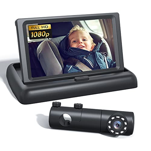 Grownsy Baby Car Camera, HD 1080P Display Baby Car Mirror with Night Vision Feature, 4.4inch Baby Car Monitor with Wide Clear View, Baby Car Seat Mirror Camera Rear Facing to Observe Baby’s Every Move