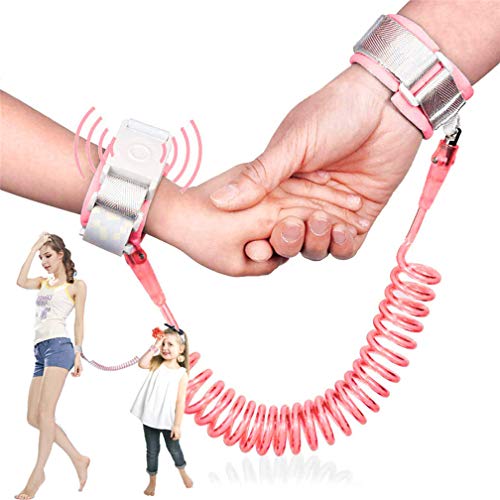 Kids Anti Lost Wrist Link, Children Wrist Traction Rope with Key Lock, Toddler Safety Harness Wrist Leash Baby Walking Wrist Strap, for Outdoor Activities, Travel & Shopping, 2 m/ 6.6 ft (Pink)