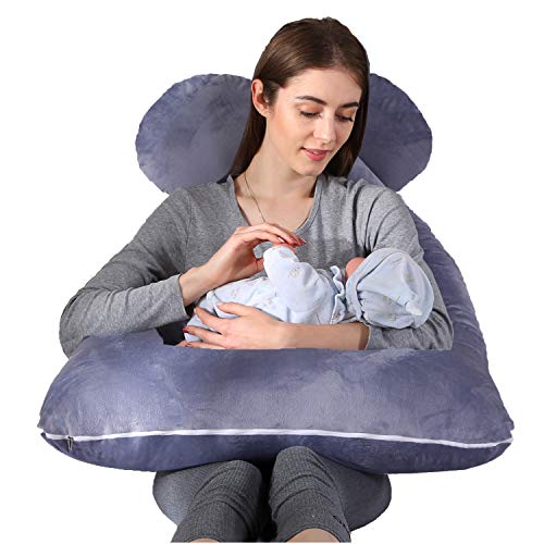 moxuan Pregnancy Women’s Pillows, Grey U-Shaped Body Pillows, Pregnancy Pillow with Bodied Velvet (Grey)