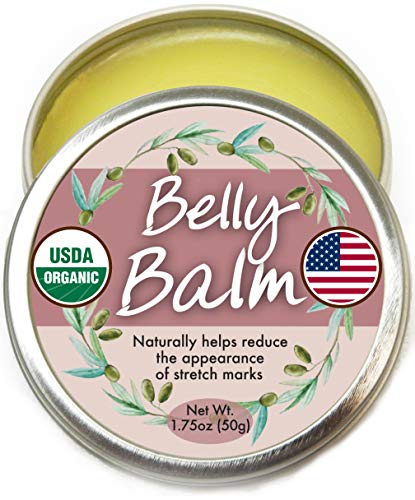 Organic Belly Balm – Natural, Made in USA, & USDA Certified Stretch Mark Cream to Moisturize, Protect, & Heal Skin Before & After Arrival