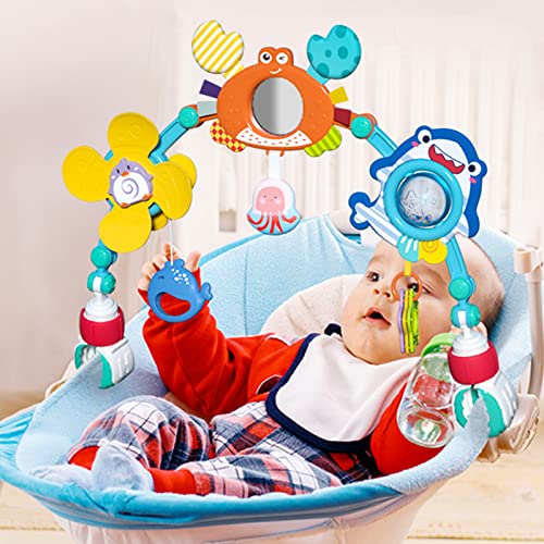 Eners Baby Play Arch Crib Toys, Activity Arch Toy, Crib Mobile for Pack and Play, Mobile for Bassinet, Crib Toys for Babies Boys Girls (Blue)