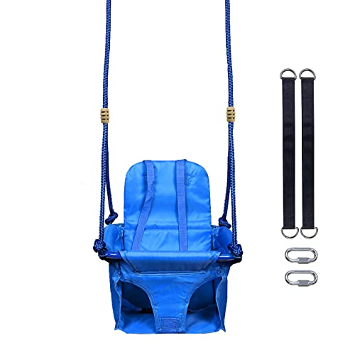 Kiriner Toddler Swing Seat for Outside 4.0 LBS Lightweight Hanging Swing Outdoor Tree Swing Seat with Seat Belt, Adjustable Ropes Swing Set Accessories Replacement Blue