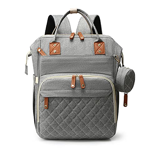 UISKOOPW Diaper Bag Backpack, Baby Nappy Waterproof Changing Bags Multifunction Travel Back Pack with Stroller Straps (Light Gray)