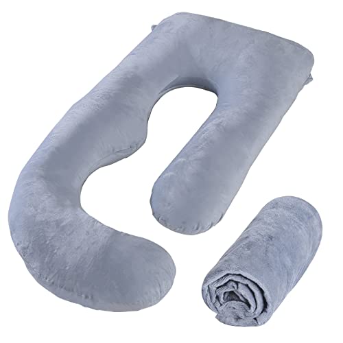 SLIGUY Pregnancy Pillow Cover G Shaped, 57-Inch Replacement Pillowcase, Used for Maternity Pillows, 100% Velvet, Double Zipper Stretch Fabric, Super Soft, Universal Type