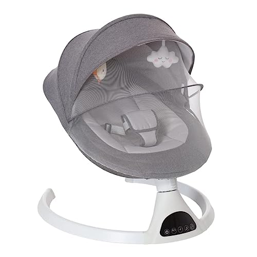 T TICCI Baby Swings for Infants, 5 Speed Bluetooth Baby Bouncer, Motorized Bluetooth Swing, Built-in 3 Timer Settings, Music Speaker, Remote Control, Gray, 0-6 Months (Gray)