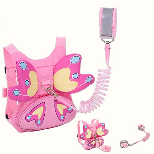 Toddler Leash for Kids-Baby Child Harness with Anti Lost Wrist Link for Girls (Pink)