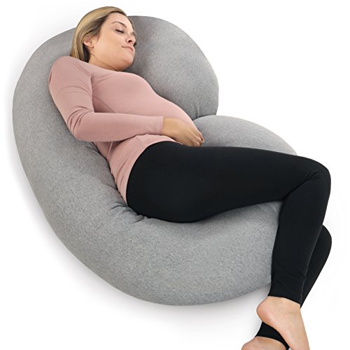 Pharmedoc Pregnancy Pillows, C-Shape Full Body Pillow – Jersey Cover Dark Grey – Pregnancy Pillows for Sleeping – Body Pillows for Adults, Maternity Pillow and Pregnancy Must Haves