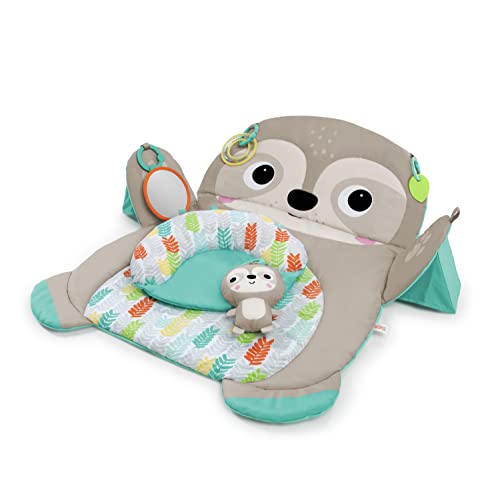 Bright Starts Tummy Time Prop & Play Baby Activity Mat with Support Pillow & Taggies – Sloth 36 x 32.5 in., Age Newborn+