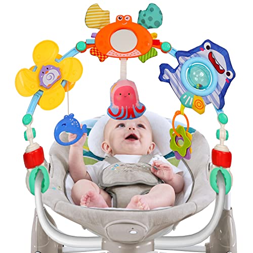 TINITIGIES | Travel Arch Bassinet Toys for Infant & Toddlers – Ideal for Infants & Toddlers – Fits Stroller & Pram – Activity Arch with Fascinating Toys