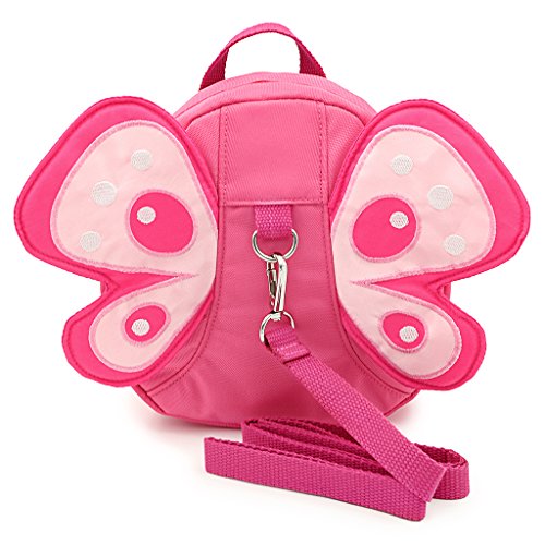 Hipiwe Butterfly Baby Walking Safety Backpack Anti-Lost Mini Bag Toddler Child Strap Backpack with Safety Leash (Pink)