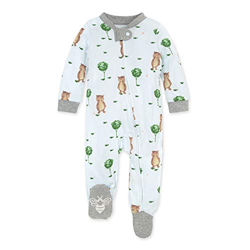 Burt’s Bees Baby baby boys Play Pjs, 100% Organic Cotton One-piece Romper Jumpsuit Zip Front Pajamas and Toddler Sleepers, Storybook Bear, Newborn US