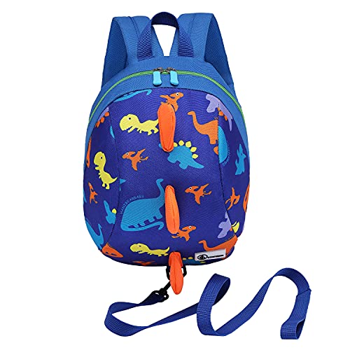 DB Dinosaur Toddler mini backpack with leash,children Kids baby harness bookbag (Deep Blue)