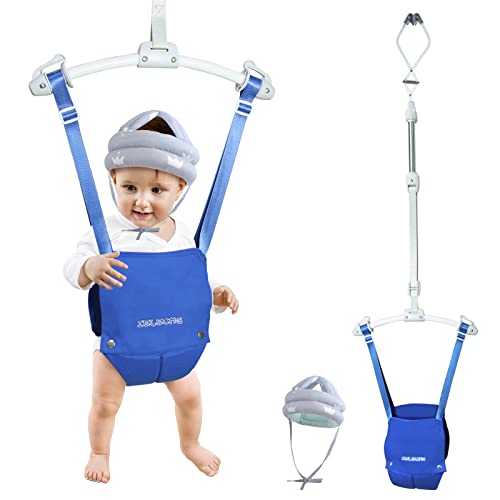 Baby Jumper, Baby Doorway Jumper w/Sturdy Adjustable Strap, Jumper for 6-24 Months Infant with Door Clamp is Portable and Easy to Use(Blue)