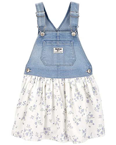 OshKosh B’Gosh Girls’ World’s Best Overalls, White Floral Jumper, 6M