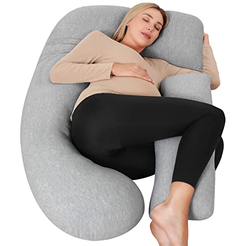 Pregnancy Pillows for Sleeping, U Shape Full Body Pillow, Maternity Pillow with Removable Cover, Support for Back, Leg, Hips, Belly for Pregnant Women(Light Grey)