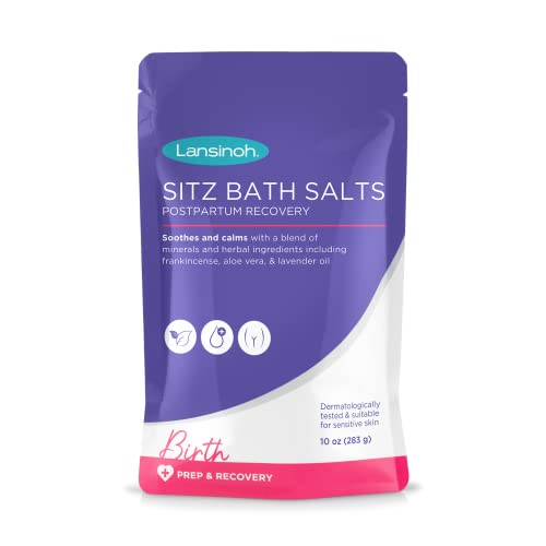 Lansinoh Sitz Bath Salts Postpartum Essentials, With Soothing and Calming Ingredients Including Lavender Oil, Frankincense and Aloe Vera, 10 Ounce