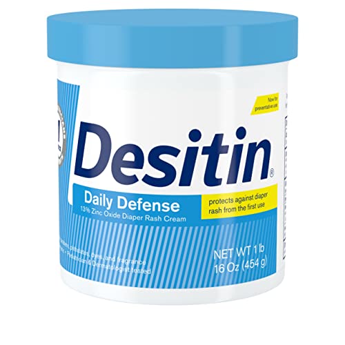 Desitin Daily Defense Baby Diaper Rash Cream with 13% Zinc Oxide, Barrier Cream to Treat, Relieve & Prevent Diaper Rash, Hypoallergenic, Dye-, Phthalate- & Paraben-Free, 16 oz