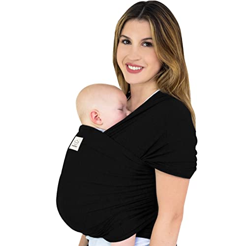 KeaBabies Baby Wrap Carrier – All in 1 Original Breathable Baby Sling, Lightweight,Hands Free Baby Carrier Sling, Baby Carrier Wrap, Baby Carriers for Newborn,Infant, Baby Wraps Carrier (Trendy Black)