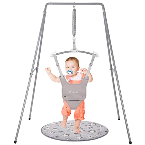 Baby Jumper with Stand, Baby Jumpers and Bouncers, Baby Exerciser Suitable for 6-24 Months, Easy to Assemble & Store Jumper for Baby (Soft Rug Include)