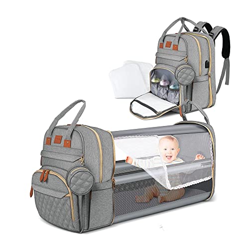 Diaper Bag Backpack- Diaper Bag with Changing Station-Waterproof Large Capacity Mom Dad Travel Bag with USB Charging Port-Baby Diaper Bags for Baby Boy & Girl