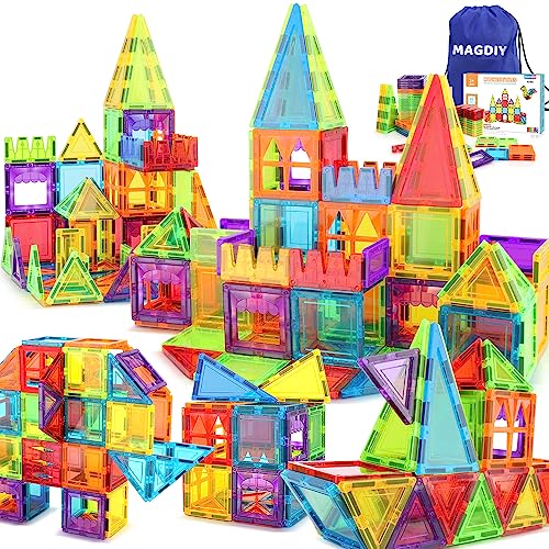 MAGDIY Magnetic Tiles Toys Games for Kids, STEM Magnetic Blocks Sensory Toys for Toddler, Magnet Building Toys for Kids Ages 3-5 4-8, Learning Educational Autism Toys for 3+ Year Old Boys and Girls