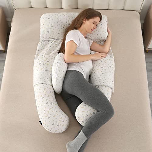 BeytBuy Pregnancy Pillows for Sleeping – 55 Inch U Shaped Full Body Maternity Pillow with Removable CoolMax Cooling Cover & Detachable Extension Pillow To Support Back, Legs & Belly for Pregnant Women