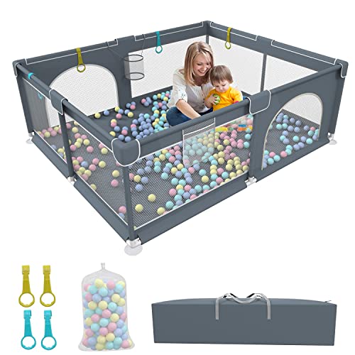 Extra Large Baby Playpen, Play Pens for Babies and Toddlers (71x59x26inch), Sturdy Baby Play Yards, Kids Activity Center with Ocean Balls, Baby Fence with Breathable Mesh