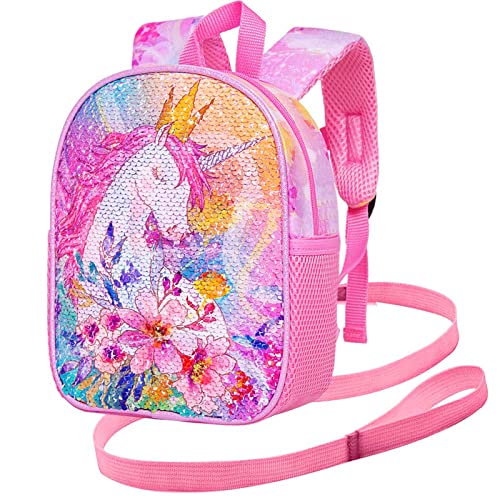 WZLVO Toddler Backpack with Leash, Unicorn Safety Harness Leashes, Mini Bookbag for Children Baby Little Girls