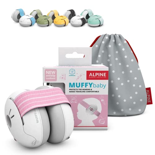 Alpine Muffy Baby Ear Protection for Babies and Toddlers up to 36 Months – CE & ANSI Certified – Noise Reduction Earmuffs – Comfortable Baby Headphones Against Hearing Damage & Improves Sleep – Pink