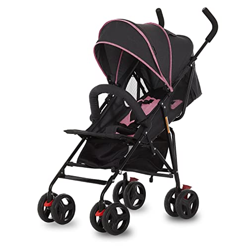 Dream On Me Vista Moonwalk Baby Stroller in Pink, Lightweight Infant Stroller with Compact Fold, Multi-Position Recline Umbrella Stroller with Canopy, Extra Large Storage and Cup Holder
