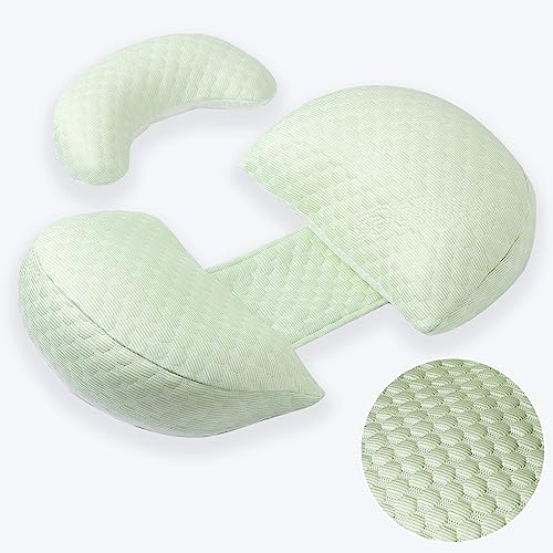 taynoes Pregnancy Pillows Cooling for Sleeping, Maternity Pillows, Detachable and Adjustable Double-Sided Support for Pregnant Women Back, Belly, Stomach,Hip Pregnancy Must Haves(Green)