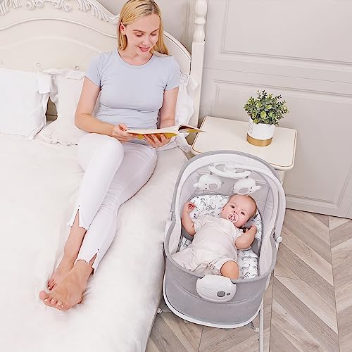 Mastela Baby Bouncers Adjustable backrest Baby 6 in 1 Bassinet Beside Sleeper Cradle Soothing Vibration Suitable for Baby