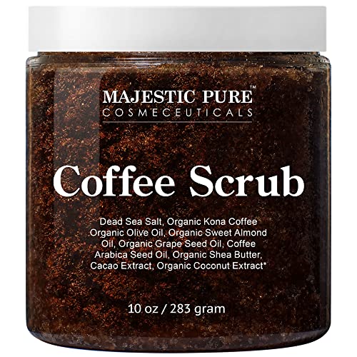 MAJESTIC PURE Arabica Coffee Scrub – All Natural Exfoliating Body Scrub for Skin Care, Stretch Marks, Acne & Cellulite, Reduce the Look of Spider Veins, Eczema, Age Spots & Varicose Veins – 10 Ounces