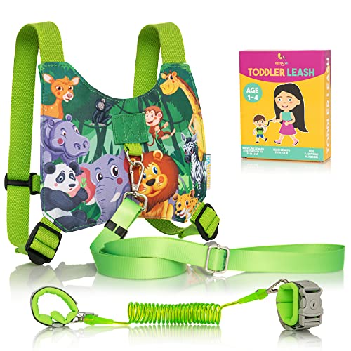 HappyVk Toddler Leash Harness – Baby Anti Lost Wrist Link with Key Lock – Kid Leash- Child Safety Harness Ages 1-4 – Cute Wild Animals