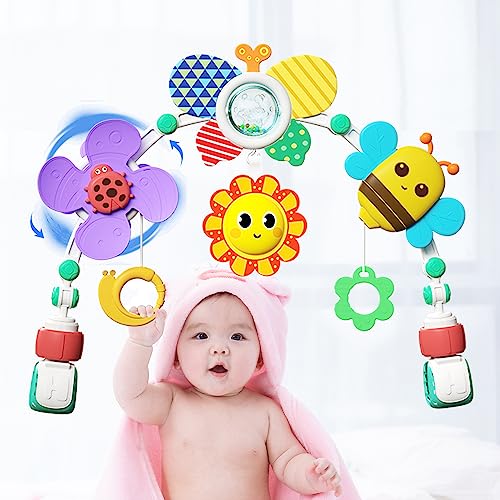 MINGKISI Baby Stroller Arch Toys- Car Seat Toys Adjustable Mobile Activity Arch with Sound Toys,Newborn Baby Boy Girl Gifts,Baby Toys 0-3-6-9 Months