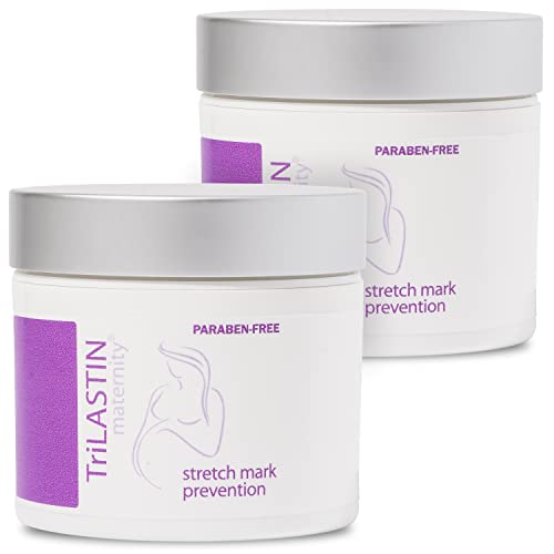 TriLASTIN Maternity Stretch Mark Prevention Cream (4oz) | Hypoallergenic and Paraben-Free | Pregnancy Must Haves | Stretch Mark Cream for Pregnancy | Scar and Stretch Mark Remover Cream (2 Pack)