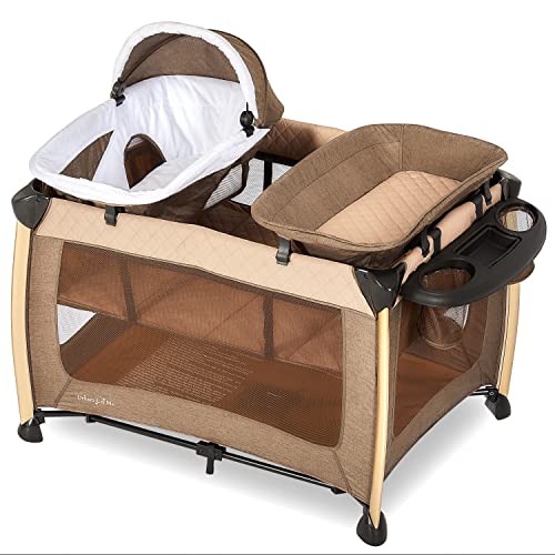 Dream On Me Princeton Deluxe Nap N Pack 3-in-1 Convertible Playard, Changer and Bassinet, Lightweight and Portable Baby Playard, Breathable Mesh, Easy to Carry Travel Playard