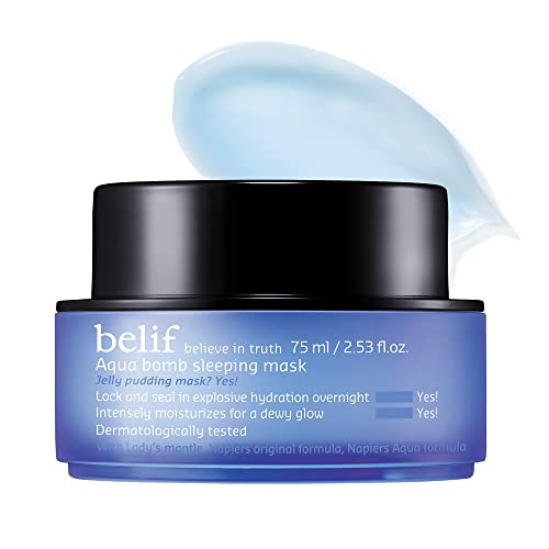 belif Aqua Bomb Sleeping Mask | Hydrating Herbs Rejuvenate, Soothe & Replensihe Fatigued Skin | Antioxidants & Anti-Inflammatory Moisturizing Face Mask | Pore Minimizing Facial Skincare | 2.53 Fl Oz